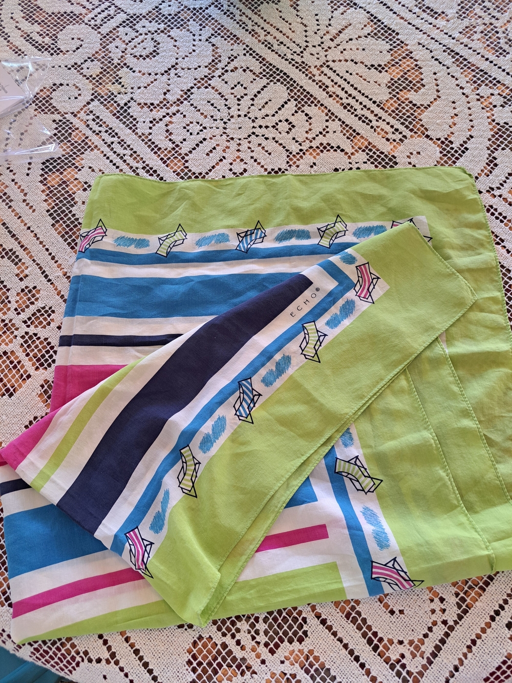 Echo Beach Chair Novelty Print Silk Cotton Square Scarf Summer
